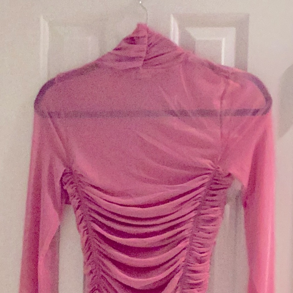 Free People Pink Mesh Ruched Bodysuit - Picture 5 of 8